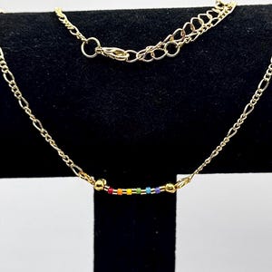 Minimalist Gold Pride Necklace • Subtle Pride Flag Jewelry • Different Color Options to Choose From!