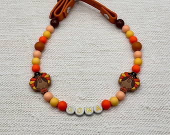 Personalized Thanksgiving Dog Collar • Fall Beaded Dog Necklace • Biothane Pet Accessories