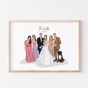 Dibujo de retrato de boda personalizado: impresión ilustrada de pareja, regalo personalizado para novios, arte de boda dibujado a mano a partir de una foto.