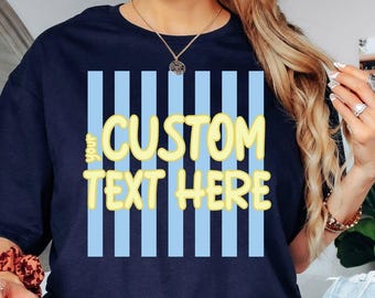 Custom Name Shirt, Custom Text Shirt, Personalized Striped Shirt, Retro Summer Shirt, Group Shirt for Team