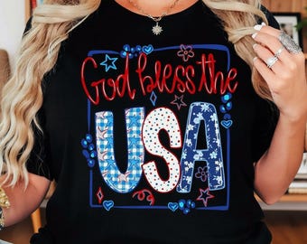 God Bless The USA Tee Shirt, Patriotic Shirt, 4th Of July Tee Shirt, USA Graphic Shirt, America Shirt, Summer Holiday Tee Shirt