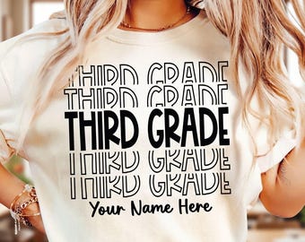 Third Grade Teacher Shirt, Personalized 3rd Grade Graphic Tee, Custom Teacher Name Back To School Gift Shirt For Educators Teachers