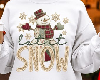 Let It Snow Christmas Sweatshirt, Cute Snowman Holiday Crewneck, Winter Snow Sweatshirt, Cozy Xmas Sweater, Christmas Pullover, Womens Gift