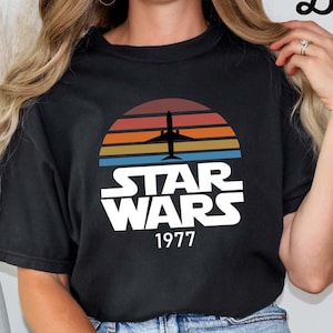 Comfort Colors® Vintage Star Wars 1977 Shirt, Disney Star Wars Shirt, Disney Galaxy&#39;s Edge Shirt, Darth Vader Shirt, Star Wars Fan Gift