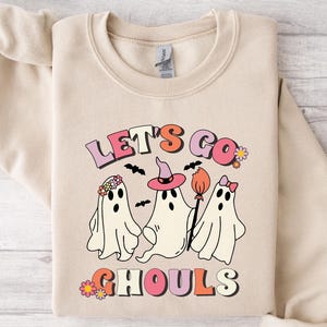 Retro Halloween Ghost Sweatshirt: Let&#39;s Go Ghouls Spooky Pullover