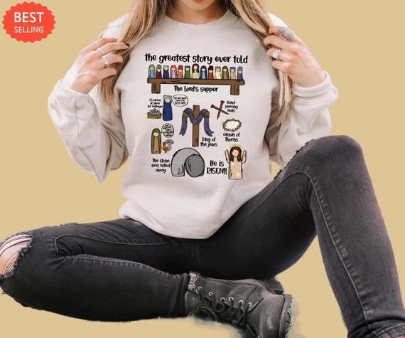 He Is Risen Easter Sweatshirt: Christian Bible Story, Women's Easter Shirt