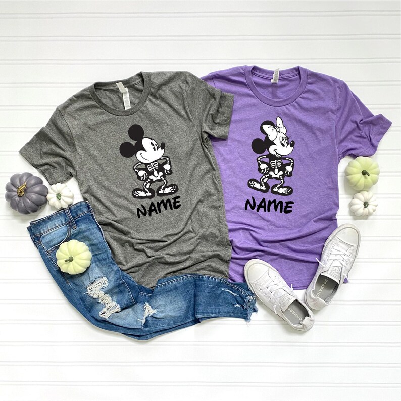 Disney Halloween Custom Family Matching Shirt, Halloween Skeleton Shirt, Disneyland Shirt, Mickey and Minnie Shirt, Spooky Season Shirt image 4