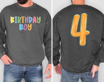 Birthday Boy Sweatshirt, Custom Age Crewneck Sweatshirt, Kids Birthday Pullover, Boys Party Shirt, Family Birthday Gift