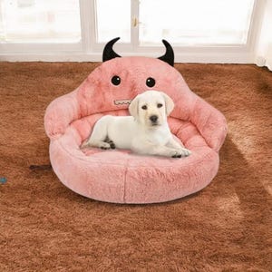 Comfy Dog Sofa Cushion, Luxury Plushie Dog Couch, Cozy Cartoon Style Dog Bed, Dog Accessories, Washable Dog Bed Plushie Pattern, Pet Gift