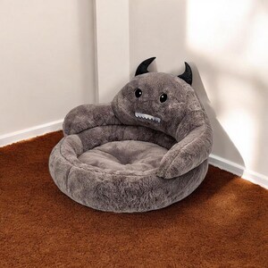 Comfortabel hondenbankkussen, luxe knuffelige hondenbank, gezellige hondenmand in cartoonstijl, hondenaccessoires, wasbaar hondenkussen patroon, huisdiercadeau