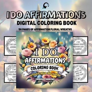 Målarbok för vuxna med affirmationer, Solar Plexus Chakra-utgåva, 50 utskrivbara sidor, digital nedladdning direkt