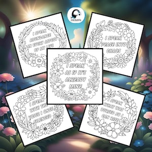 I Speak Affirmation Throat Chakra Inspired Adult Coloring 5-Page Bundle | Digital Download Printable Coloring Pages | SorshaNova