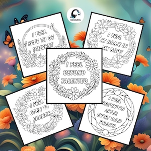 I Feel Affirmation Sacral Chakra Inspired Adult Coloring 5-Page Bundle | Digital Download Printable Coloring Pages | SorshaNova