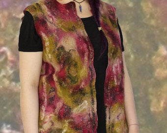 Wedded Sari Silk Reversible Vest - Rosewood