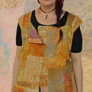 Wedded Double Sided Sari Silk Reversible Vest - Honeycomb