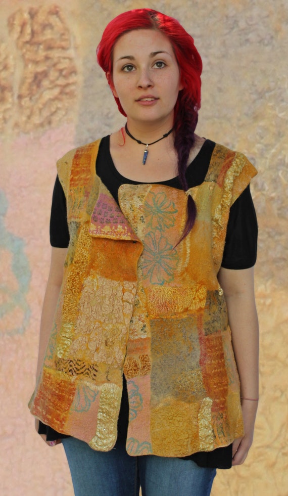 Wedded Double Sided Sari Silk Reversible Vest Honeycomb | Etsy