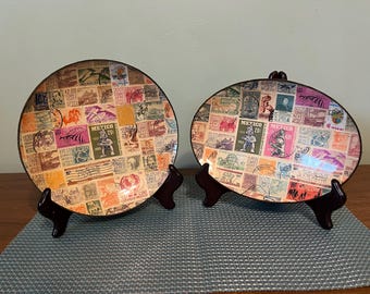 Vintage Mexican Stamp Plates, set of 2.