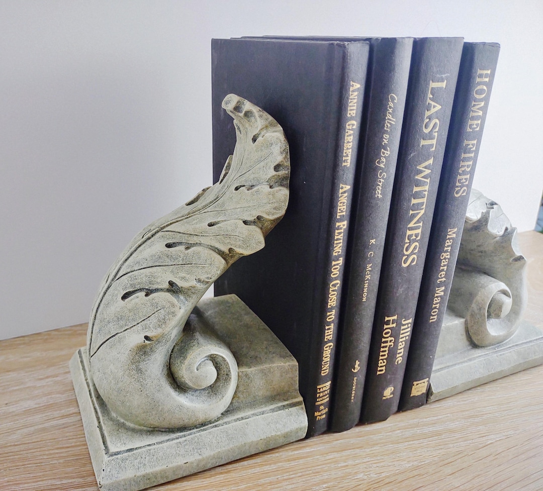 Vintage Bookends, Pair of Leaf Book Ends, Light Academia Library Decor ...