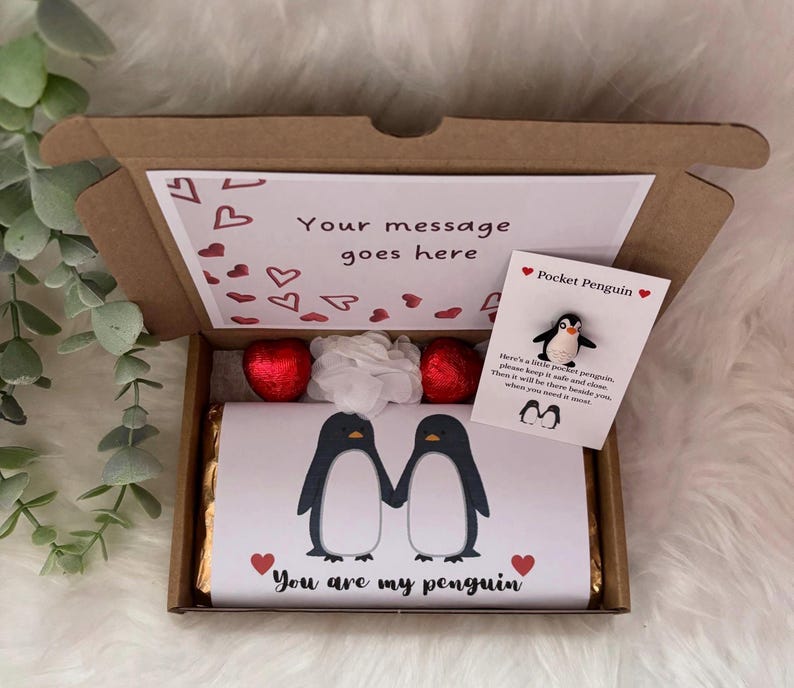 Penguin Valentine’s Day Gift For him/her: Pocket hug, personalised galaxy chocolate bar