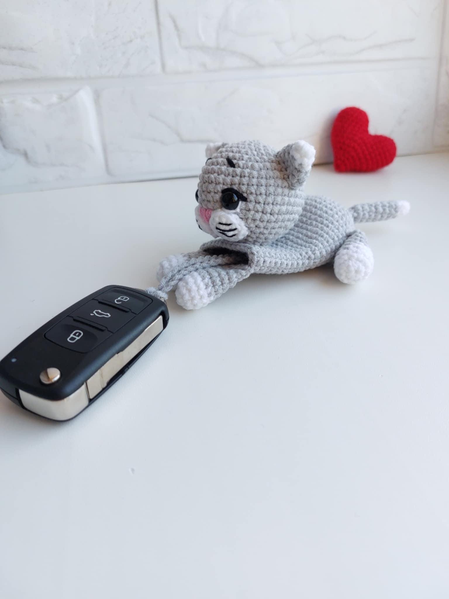 かぎ針編みの猫の車のキーカバーのパターン（PDF） - Etsy 日本