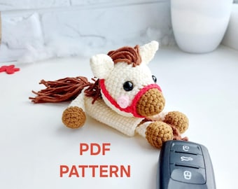 Crochet Horse Car Key Cover. Crochet amigurumi Pattern (PDF)