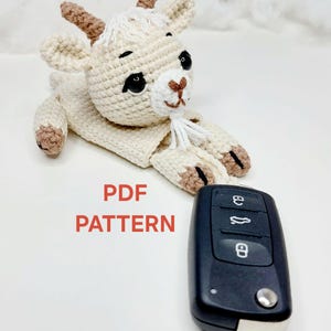 Crocheted Goat Car Key Cover Pattern PDF