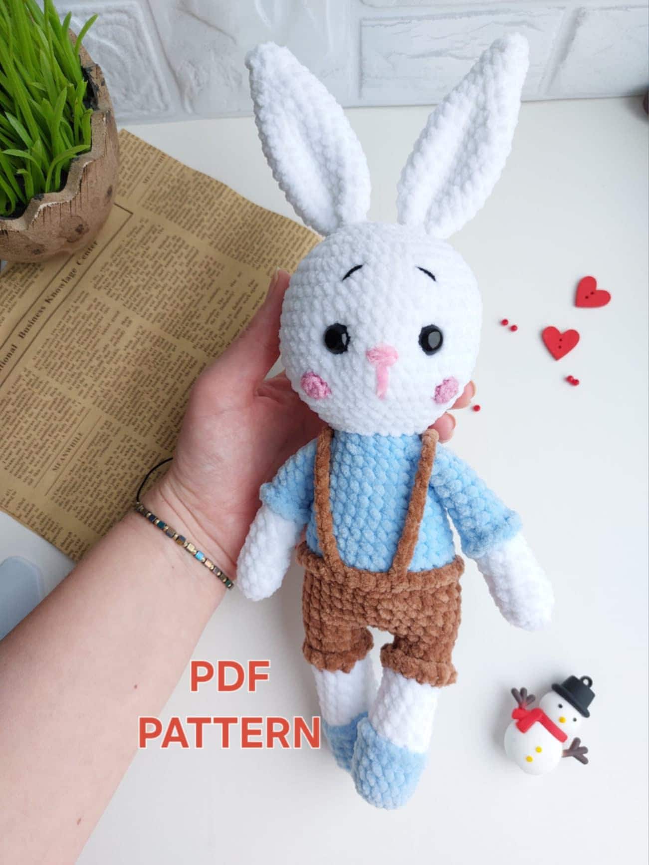 Amigurumi Bunny Crochet Pattern.Plushie bunny.English pattern.Digital product