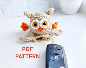 Crocheted Owl Car Key Cover Pattern(PDF)