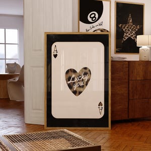 Playing Card Wall art, Ace of Spades Print, Leopard Pattern Poster, How Lucky Are We, Retro Playing Card, Custom Playing Cards, Bar Decor,