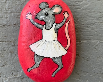 Ballerina mouse painted rock