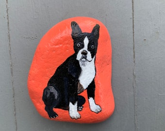 Boston Terrier painted rock