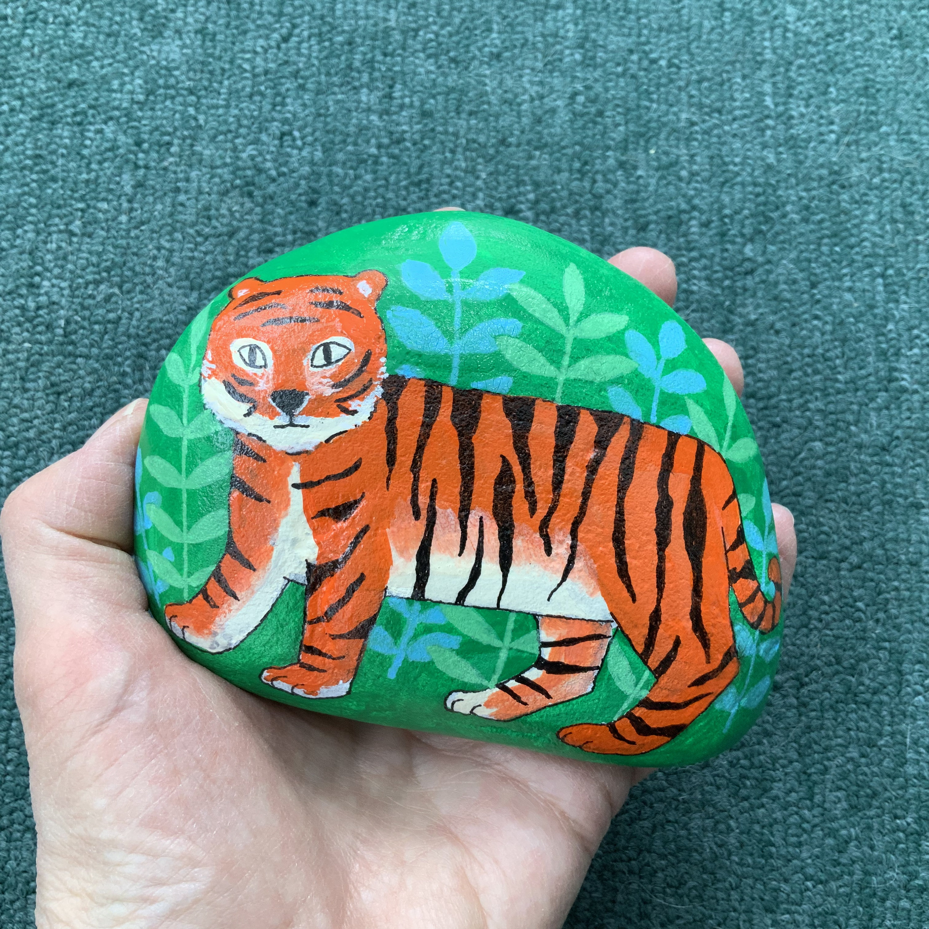 Tiger Painted Rock Paperweight - Etsy