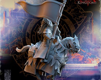 Knights of Ashur w Lance - Silvermoor Elves - One Sin for Seven Kingdoms - Beholder Miniatures