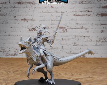 Dark Elf - Drow - Lizard Rider- Epic Miniatures - Dungeons and Dragons