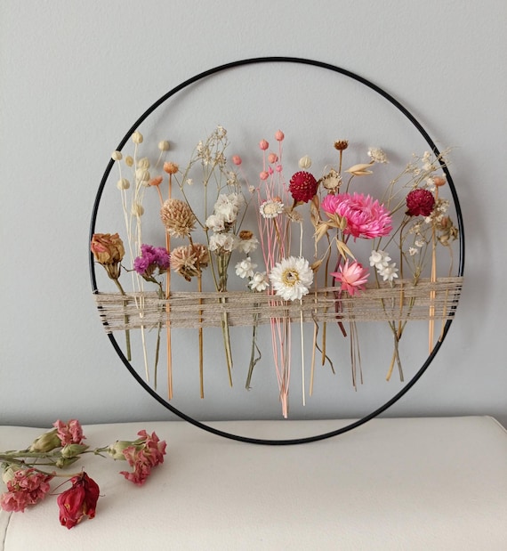Personalisierte Geschenkidee | Metallringfeder | Fensterdeko Türdeko Trockenblumen