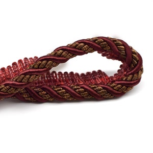 trim lip cord 1 yd high end luxe plus burgundy tobacco pillows sewing doll making crafts hat making lampshade diy projects T575