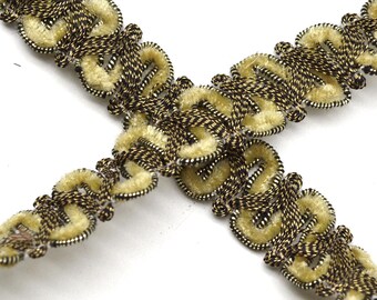 Vintage Pierre Houles Scroll Braid Trim: Caramel & Olive, 5/8"