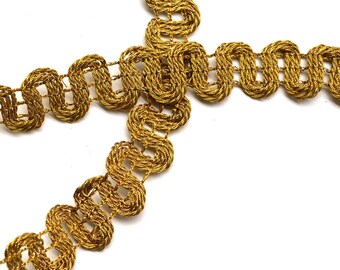 Vintage Luxe Scroll Braided Tape metallic gold Trim 2 yards plus T 781 A