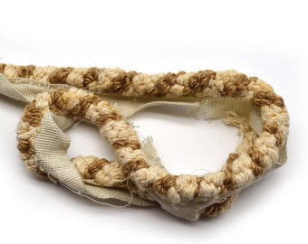 Vintage Lip Cord Trim, Twisted Bicolor Ivory Beige, 1 Yard