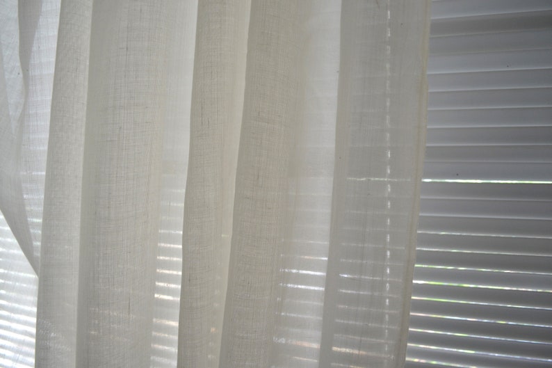 Sheer Fabric Looks Like Linen Creamy White Polyester by the Etsy
