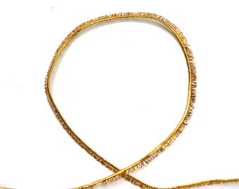 Metallic Gold Brush Trim: Luxe Woven Scroll Braid, Cotton Silk T 793 by the yard