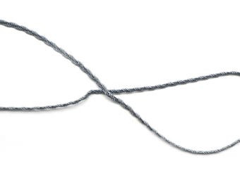 Vintage Scroll Braided Tape Trim, Off Blue/Brown Cotton, 4+ Yards