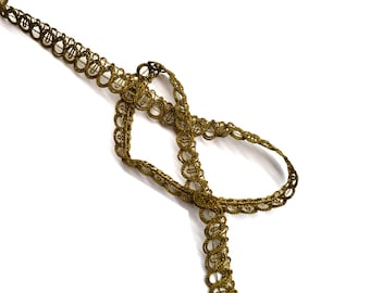 Antique Gold Braided Scroll Trim: Silk & Cotton, 3 Yards