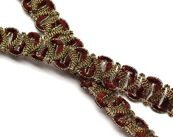 vintage luxe scroll braided tape caramel olive high end pierre houles paris pillows fashion upholstery sewing doll making crafts T 786