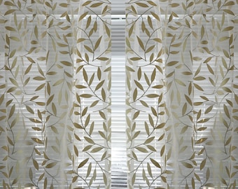Sheer Leaf Print Fabric: Swiss Couture Curtains, Roman Shades