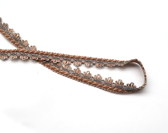 Vintage Scroll Braided Brush Trim: 6-Yard Bronze & Blue Tape