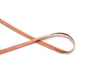 Vintage Luxe Woven Tape Trim, Floral Gold Pink, 1/4" Wide, By The Yard