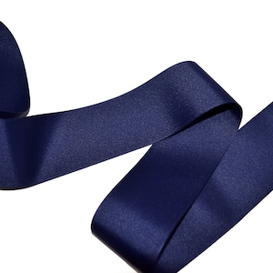 vintage navy blue extra wide high end grosgrain ribbon decorative curtains upholstery sewing doll making hat making T659