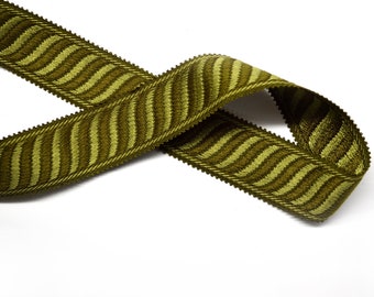 Vintage Luxe Woven Tape Trim, Green Olive, 3-Yard Cut
