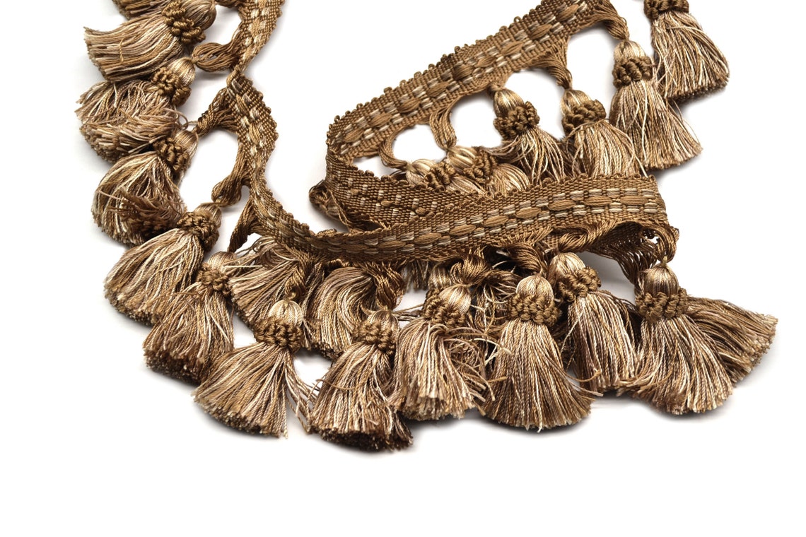 Tassel Fringe 1 Yd Beige Gold High End Rich Trim Pillows Curtains